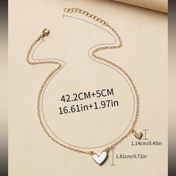 Ultra Dainty Delicate Valentine Enamel Hearts Necklace White & Gold - Picture 5 of 10